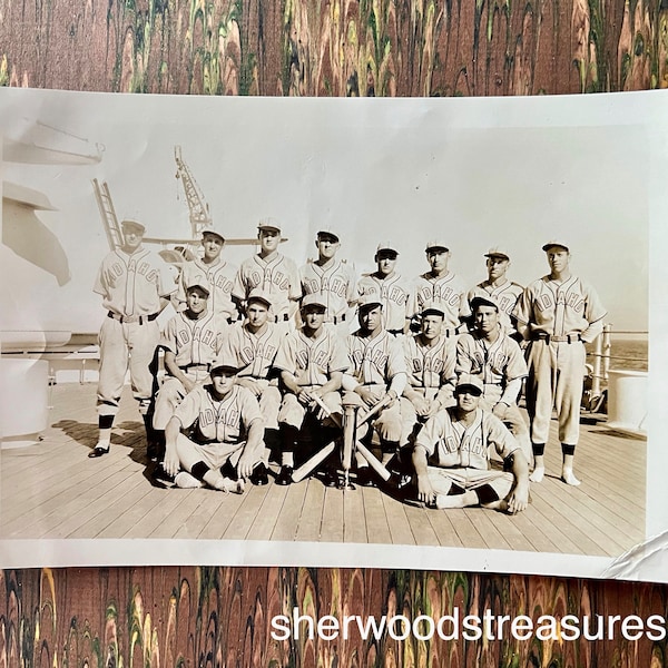 Vintage Original Idaho Baseball Team Photograph On A Ship  With Trophy  4 5/8"  x 6 3/4"  Black and White Photo