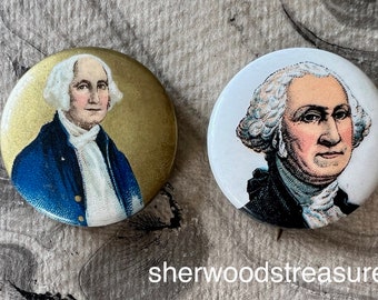 2 GEORGE WASHINGTON  Uncommon Celluloid Pinback Buttons " Excellent Presidential