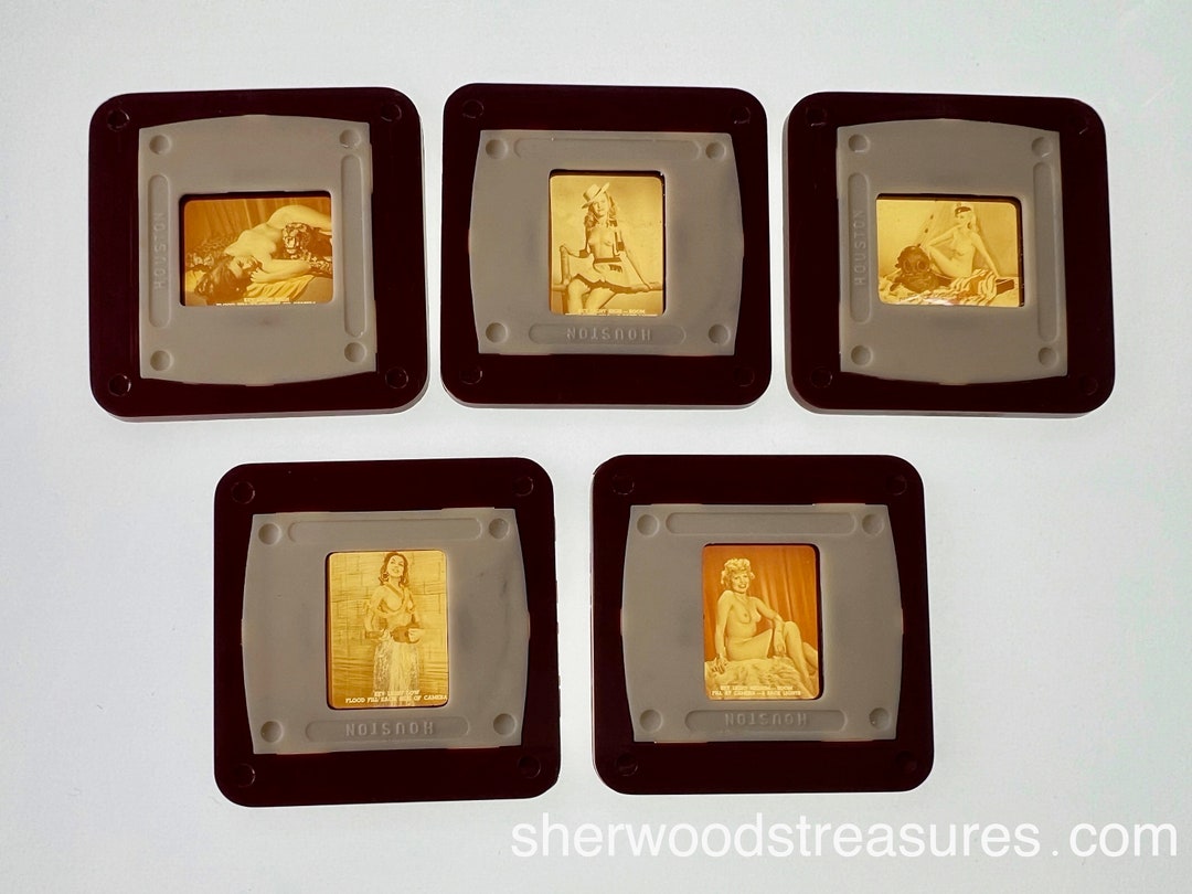 5 Vintage 1940's NUDE Pin-up Slides in Plastic Cases Pin up Nudes Lot 3