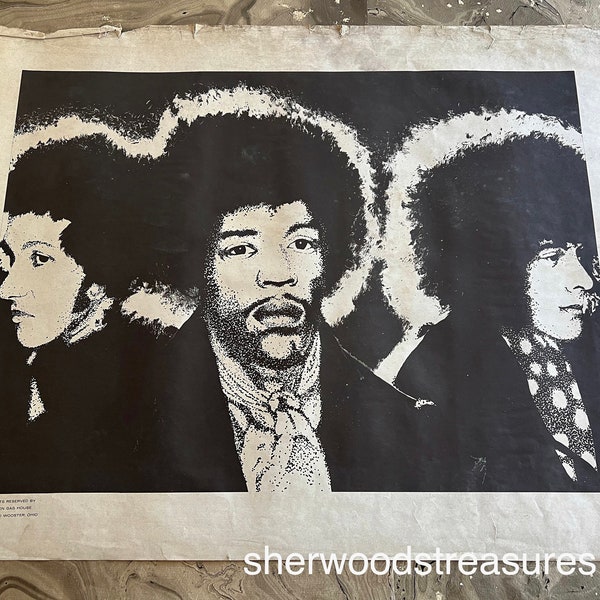 Jimi Hendrix Experience Sixties Uncommon Vintage Poster Original 23" x 29" GreenGas House Wooster Ohio