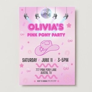 Editable Pink Pony Club Birthday Invitation