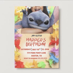 Lilo & Stitch Invitation Editable Canva Template