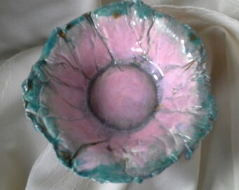 Pink Green Lotus Bowl:Abstract Bowl