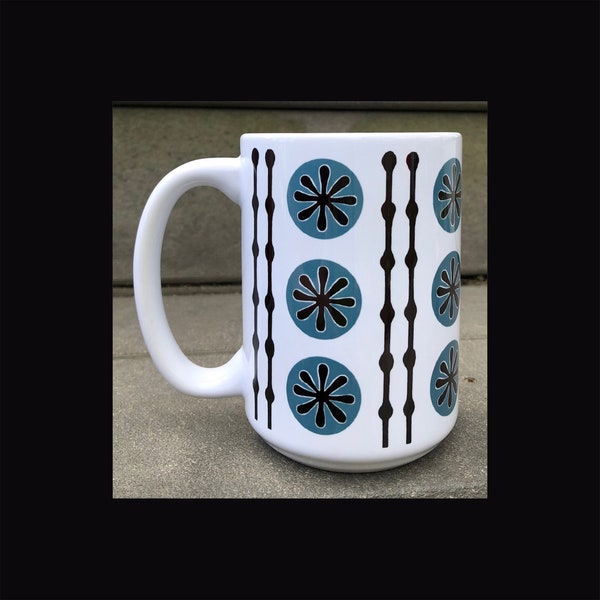 70's style Coffee Mug Asterisk Abstract Design