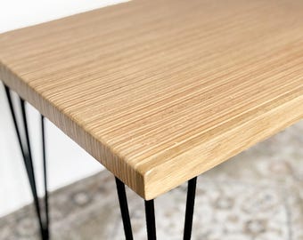 Natural Oak & Birch Ply Coffee Table: Mid-Century Modern with Metal Legs