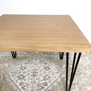 Modern Rectangular Wood End Table: Rustic Oak & Ply Accent Table, Metal Legs