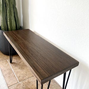 Walnut Modern Wood Entryway Bench: Farmhouse Style, Oak & Birch Ply, Metal Legs