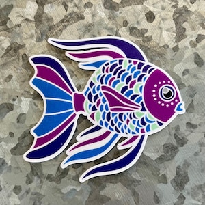 Beautiful Beta Fish Sticker. 3” shiny waterproof vinyl decal.