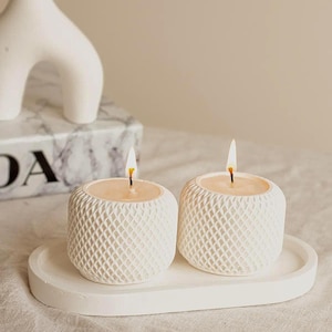 Patterned Decorative Concrete Candle Holders with stand gift