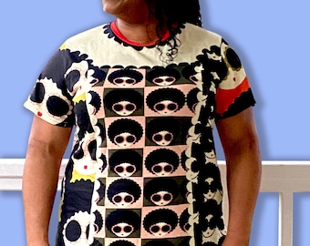 Vanilla Plus Size T-shirt – Retro Mod Pop Art-tryck, 100 % bomull