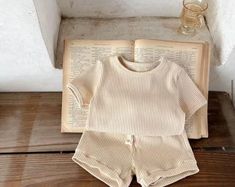 Baby Boy Toddler Cream Chic Cotton Summer Set Shirt & Shorts