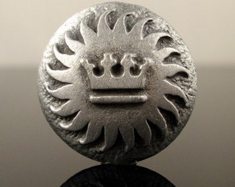 Crown and Sun Pewter Buttons  - Medieval and LARP Costume