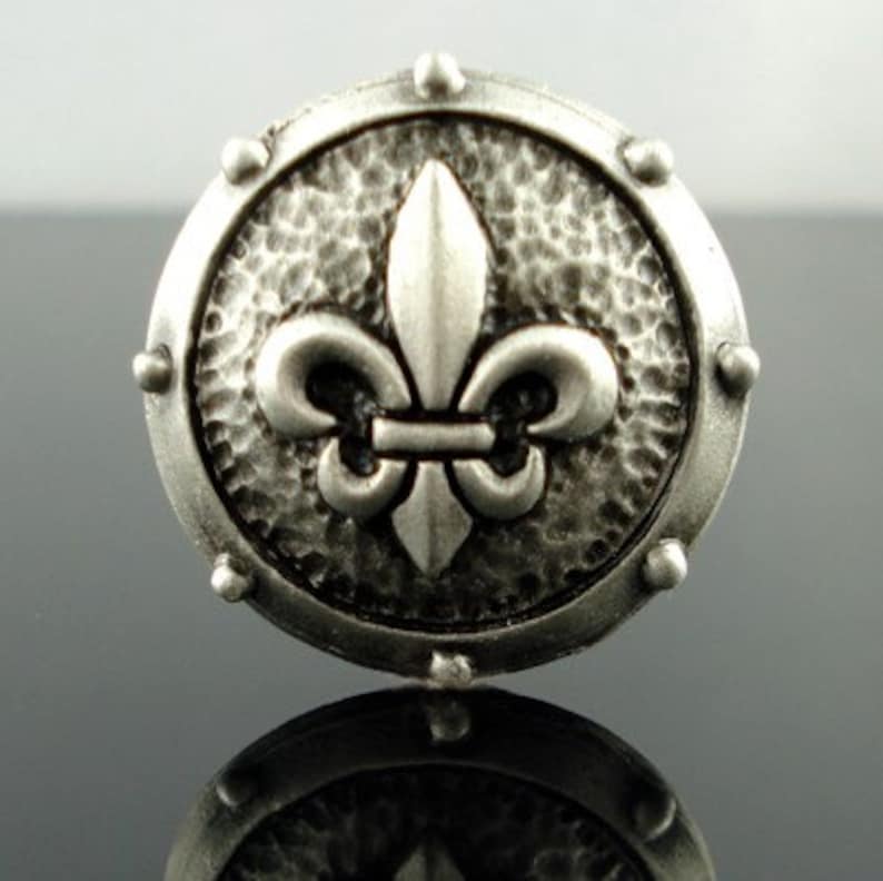 Fleur de Lys Pewter Buttons Medieval and LARP Costume Set of 6 image 2