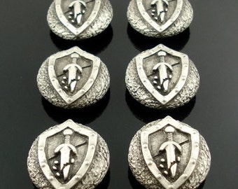 Aragorn Sword Pewter Buttons - Medieval and LARP Costume - Set of 6