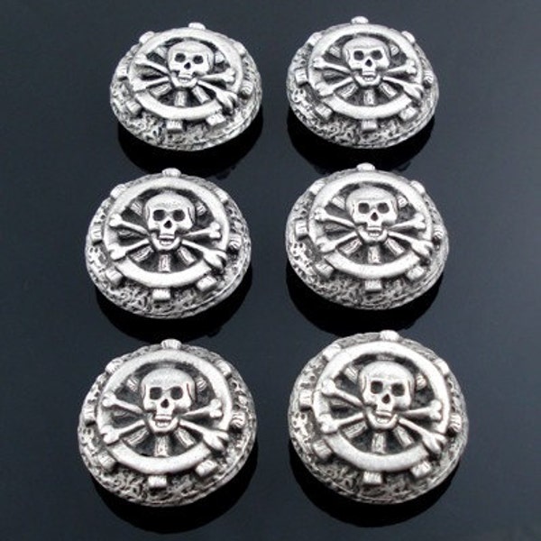 Pirate buttons - Jolly Roger, skull and crossbones - LARP Costume - Set of 6
