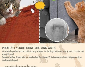 Cat Scratcher, 7 Sizes/Colors, Cuttable Cat Mat, Cat Scratching Pad, Corner Wall, Sofa Scratch Furniture Protector