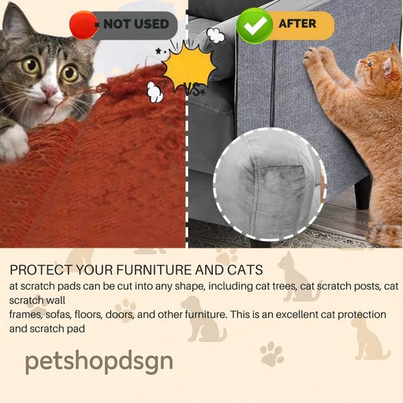 Cat Scratcher, 7 Sizes/Colors, Cuttable Cat Mat, Cat Scratching Pad, Corner Wall, Sofa Scratch Furniture Protector