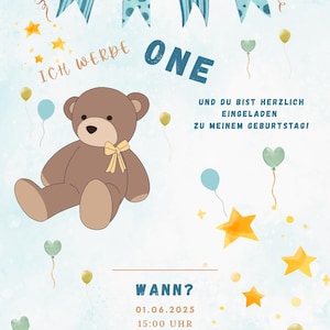 Invitation numérique | Invitation d'anniversaire | Invitation d'anniversaire garçon | Invitation Canva | Modifier l'invitation avec Canva | modifier immédiatement |