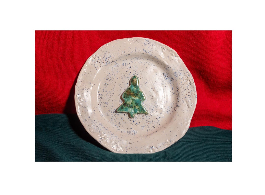 Decorative Ceramic Christmas Tree Plate, Handmade Collectible Home ...