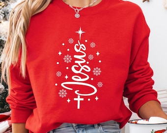 Jesus Christmas Tree Sweatshirt, Christian Holiday Shirt