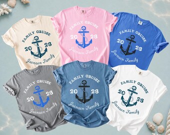 Comfort Colors Family Cruise Shirt, Custom Name Anchor Tee, Matching Vacation Gift
