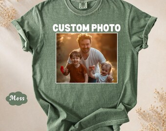 Comfort Colors Custom Photo Shirt, Personalized Dad Tee, Family Picture Gift for Him