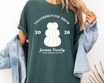 Comfort Colors Thanksgiving Crew Shirt, Custom Family Name Tee, Matching Pumpkin Gift