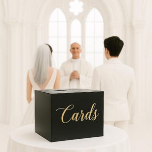 Hochzeitskartenbox – Elegante Box in Schwarz und Gold für Geschenkkarten oder Wünsche – Perfekt für den Zeremonientisch, den Empfang oder die Brautveranstaltung