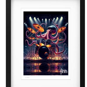 Stampa artistica digitale in edizione limitata del batterista di una rock band per appassionati di HiFi
