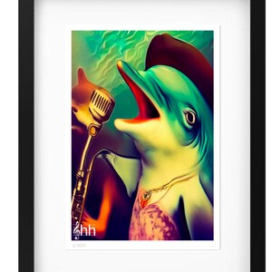 Stampa artistica digitale in edizione limitata del cantante solista della jazz band HiFi Hobbyist