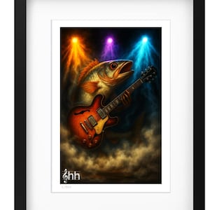 Stampa artistica digitale in edizione limitata della chitarra solista della rock band HiFi Hobbyist
