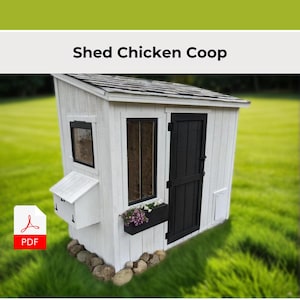 8x4 DIY鶏小屋プラン - 小屋スタイルの簡単建築プラン、ステップバイステップのPDF、即時ダウンロード、木工手順、鶏小屋の組み立て