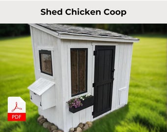 8x4 DIY Chicken Coop Plans - Shed Style Easy Build Plan with Step by Step PDF, Instant Download, Woodworking Instructions, Hens Coop Raised