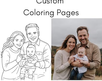 Personalized Coloring Page from Photo | Custom Line Art Drawing | Digital Download PNG