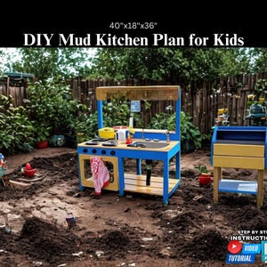 40x18x36 DIY Mud Kitchen Plans for Kids with Video Tutorial, kids mud kitchen outdoor, Mud Kitchen Build blueprint, Mud Kitchen Design Plans