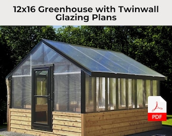 12x16 DIY Greenhouse Plans - Build Video for backyard Green house Woodworking Plans, Instant Download Grow house Construction Guide book PDF