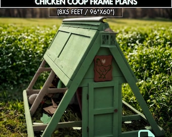 8x5 DIY A-Frame Chicken Coop Plans with Step-by-Step Build Plan - Instant PDF Download, Outdoor Woodworking frame for chicken coop Blueprint