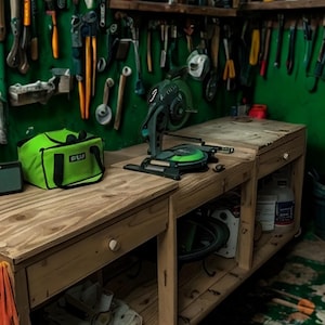 16x3 ft DIY Workbench Plan – Step by Step Woodworking Build Plans, Download PDF Garage Pony Wall Bench Plans | workbench plans visual arts