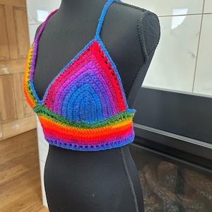 handmade rainbow crochet croptop/ festival top