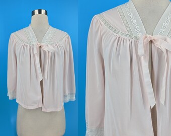 Vintage Medium Seamprufe Pale Pink Nylon Bed Jacket - Vintage Lingerie