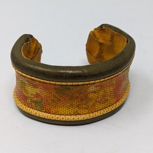 Diane Fitzgerald 70s Yellow Leather Butterfly Cuff Bracelet Made in La Jolla California image 1