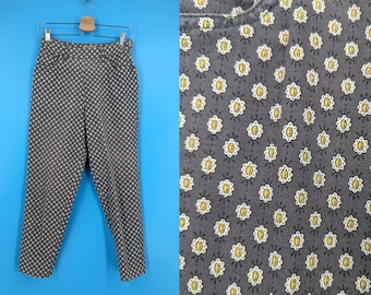 Vintage 90s Esprit 7/8 High Rise Straight Leg Ankle Length Print Cotton Jeans