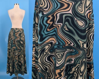 Vintage Y2K Street Code Swirled Print Medium Maxi Skirt