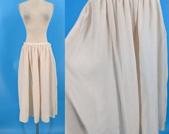 Vintage 80s XS White Raylon Linen Blend A-line Skirt