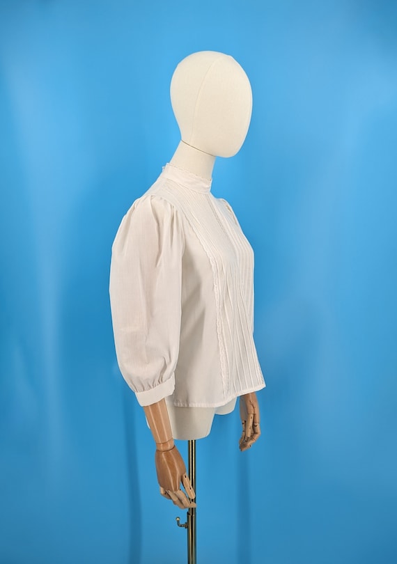 Seventies "You Babes" White 3/4 Sleeve Pintuck Bl… - image 3