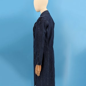 Nineties Paris Blues Small Long Sleeve Side Snap Denim Cheongsam Jean Dress image 5