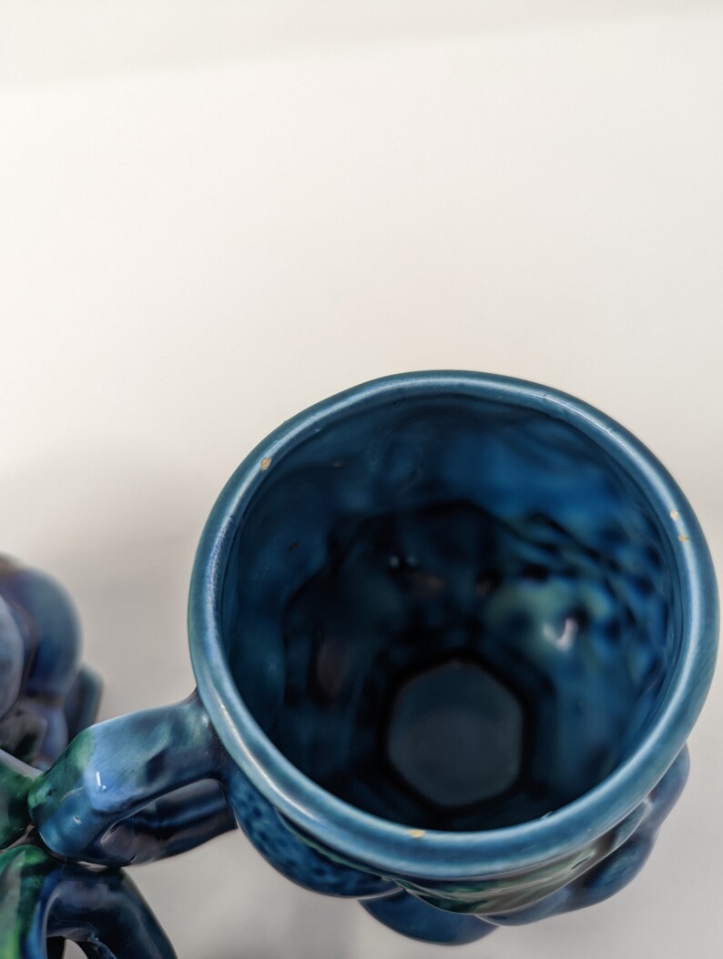 Vintage 60s Inarco Japan Blue Fruit Bowl Set of Four Mugs image 6