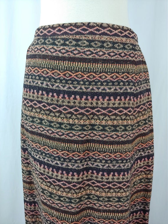 Vintage Seventies XS Woven Print Striped Maxi Ski… - image 2