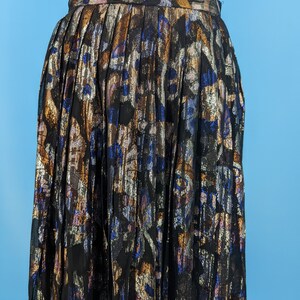 Vintage 80s XS Metallic Floral Mid Length Skirt Eighties Evan-Picone Midi Skirt image 2