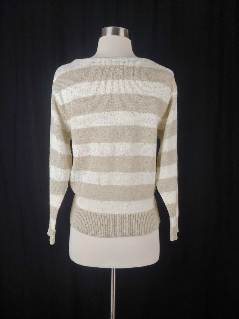 Vintage 80s Acrylic Knit Sweater Eighties Medium Pullover Geometric Knit Blouse image 6